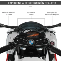 HOMCOM Moto Eléctrica para Niños de +3 Años 12V Licenciado BMW con Faros Bocina 2 Ruedas de Equilibrio Velocidad Máx. de 5 km/h 110x47x69 cm Rojo(m-5)