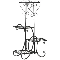 Outsunny regał na kwiaty z metalu 4 poziomy regał na rośliny kwietnik stojak na kwiaty do wnętrz i na zewnątrz ogród balkon kolor czarny 45 x 24,5 x 80 cm(m-10)