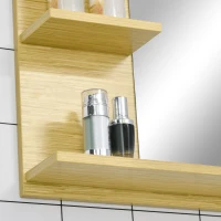 Kleankin Oglinda pentru perete dreptunghiulara cu 4 rafturi laterale si unul inferior din MDF si sticla, 80x12.5x70cm(m-8)