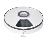 PawHut 6-komorowy automatyczny podajnik karmy 30,5 cm x 30,5 cm x 7,2 cm(m-3)