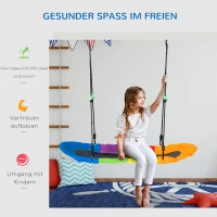 Outsunny huśtawka gniazdo huśtawka na drzewo huśtawka dziecięca huśtawka z siedziskiem dla 1-2 dzieci w wieku 3-14 lat na zewnątrz regulowana lina 100-160 cm nośność do 200 kg tkanina Oxford wielokolorowa | Aosom(m-4)