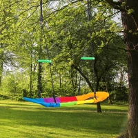 Outsunny huśtawka gniazdo huśtawka na drzewo huśtawka dziecięca huśtawka z siedziskiem dla 1-2 dzieci w wieku 3-14 lat na zewnątrz regulowana lina 100-160 cm nośność do 200 kg tkanina Oxford wielokolorowa | Aosom(m-2)