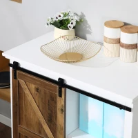 HOMCOM Buffet bahut vaisselier étagère porte à galandage métal noir MDF aspect bois veinage et blanc(m-9)