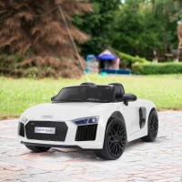 HOMCOM Coche Eléctrico para Niño mayores de 3 años Audi R8 con Mando a Distancia MP3 USB Luces y Sonidos Apertura de Puerta 123x71x49cm Carga 30kg(m-10)