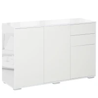 HOMCOM Aparador de Sala de Estar com 3 Portas 2 Gavetas e Prateleira Interior Ajustável Móvel Auxiliar de Armazenamento para Cozinha Dormitório Anti-Rolamento 117x36x74cm Branco(m-10)
