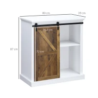 HOMCOM Buffet bahut vaisselier étagère porte à galandage métal noir MDF aspect bois veinage et blanc(m-3)