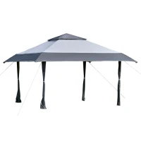 Outsunny Tonnelle barnum de jardin pop-up pliant 4 x 3 m acier polyester sac transport à roulettes gris(m-1)