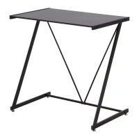 HOMCOM Secretária com Bancada de Vidro Temperado e Pés Ajustáveis Estilo Moderno para Escritório Estúdio Dormitório Carga Máxima 80kg 80x50x75cm Preto(m-7)