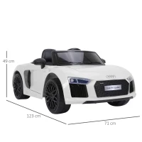 HOMCOM Coche Eléctrico para Niño mayores de 3 años Audi R8 con Mando a Distancia MP3 USB Luces y Sonidos Apertura de Puerta 123x71x49cm Carga 30kg(m-3)