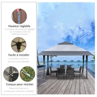 Outsunny Tonnelle barnum de jardin pop-up pliant 4 x 3 m acier polyester sac transport à roulettes gris(m-5)