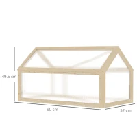Outsunny Wooden Cold Frame Garden Polycarbonate Greenhouse with Openable Top Cover, Grow House for Flowers, Vegetables, Plants, 90 x 52 x 50cm, Natural(m-3)