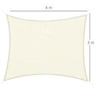 Outsunny Cort Parasolar Pătrat din HDPE, Crem, 3x4m(m-3)