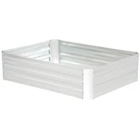 Outsunny Podwyższona grządka Ogrodowa z Ocynkowanej Stali – Idealna do kwiatów, ziół, Warzyw 120 x 90 x 30 cm(m-10)