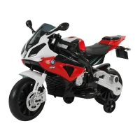 HOMCOM Moto Eléctrica para Niños de +3 Años 12V Licenciado BMW con Faros Bocina 2 Ruedas de Equilibrio Velocidad Máx. de 5 km/h 110x47x69 cm Rojo(m-1)