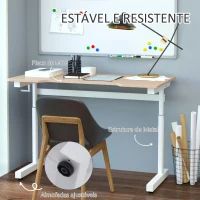 Vinsetto Secretária de Pé com Altura Ajustável a Manivela e Bancada de Carbono Secretária Elevatória para Escritório Estúdio Sala de Estar Carga Máxima 150kg 120x60x72-117cm Madeira e Branco(m-7)