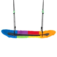 Outsunny huśtawka gniazdo huśtawka na drzewo huśtawka dziecięca huśtawka z siedziskiem dla 1-2 dzieci w wieku 3-14 lat na zewnątrz regulowana lina 100-160 cm nośność do 200 kg tkanina Oxford wielokolorowa | Aosom(m-11)