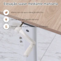 Vinsetto Secretária de Pé com Altura Ajustável a Manivela e Bancada de Carbono Secretária Elevatória para Escritório Estúdio Sala de Estar Carga Máxima 150kg 120x60x72-117cm Madeira e Branco(m-5)