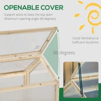 Outsunny Wooden Cold Frame Garden Polycarbonate Greenhouse with Openable Top Cover, Grow House for Flowers, Vegetables, Plants, 90 x 52 x 50cm, Natural(m-5)