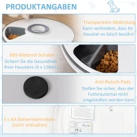 PawHut 6-komorowy automatyczny podajnik karmy 30,5 cm x 30,5 cm x 7,2 cm(m-7)