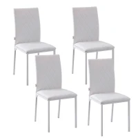HOMCOM Conjunto de 4 Cadeiras de Sala de Jantar Estofadas com Pés de Metal Cadeiras Modernas para Cozinha Carga Máxima 41x50x91cm Branco(m-8)