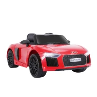 HOMCOM Coche Eléctrico para Niño 3+ Años Audi R8 con Mando a Distancia MP3 USB Luces y Sonidos Apertura de Puerta 123x71x49cm Carga 30kg Color Rojo(m-11)