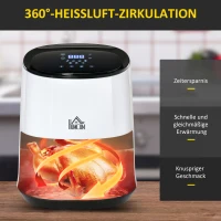 HOMCOM frytkownica na gorące powietrze 2,5 l 1300 W z 7 opcjami menu kosz z powłoką zapobiegającą przywieraniu do zdrowego beztłuszczowego niskotłuszczowego gotowania stal kolor: biały + czarny, 33,9 x 24,9 x 29,9 cm | Aosom(m-6)