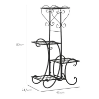 Outsunny regał na kwiaty z metalu 4 poziomy regał na rośliny kwietnik stojak na kwiaty do wnętrz i na zewnątrz ogród balkon kolor czarny 45 x 24,5 x 80 cm(m-3)