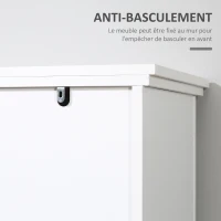HOMCOM Buffet bahut vaisselier étagère porte à galandage métal noir MDF aspect bois veinage et blanc(m-6)