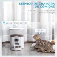 PawHut Comedouro Automático para Cães e Gatos 3,5L com Ecrã LED Temporizador Gravador de Voz Programável 4 Refeições ao Dia Tigela Removível e Lavável 20,5x25x28cm Branco(m-5)