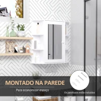 HOMCOM Armário de Casa de Banho com Espelho Móvel Suspenso de Casa de Banho com 1 Porta 2 Prateleiras Interiores e 6 Prateleiras Laterais para Sala de Estar Cozinha Dormitório 66x17x63cm Branco(m-6)