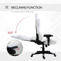 Vinsetto Gaming Chair with RGB LED Light, 2D Arm, Lumbar Support, Height Adjustable Swivel Office Computer Recliner, Racing Gamer Desk Chair for Home, White(m-5)