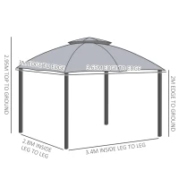 Outsunny 4 x 3(m) Outdoor Steel Frame Gazebo w/ 2-Tier Roof and Sidewalls Backyard Garden(m-3)