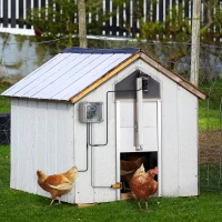 PawHut Kit de Abridor Automático de Porta de Galinheiro com Porta de Alumínio Sensor de Infravermelho Controlo de Temporizador e Controle Remoto 30x30x0,15cm Prata(m-9)