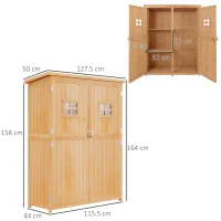 Outsunny Casuta pentru gradina din lemn de brad, cu rafturi 127.5x50x164(m-3)