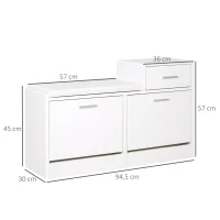 HOMCOM Dulap Modern pentru Încălțăminte cu Bancă Imbottită pentru 12 Perechi de Pantofi Lemn Alb(m-3)