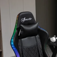 Vinsetto Gaming Chair with RGB LED Light, 2D Arm, Lumbar Support, Height Adjustable Swivel Office Computer Recliner, Racing Gamer Desk Chair for Home, Black(m-10)