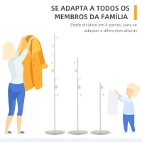 HOMCOM Cabideiro de Pé Cabideiro para Roupas com 8 Ganchos para Pendurar Bolsas Chapéus com Base de Mármore para Dormitório Corredor Entrada 35x35x170cm Branco(m-7)