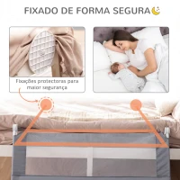 HOMCOM Barreira de Segurança de Cama para Crianças 120cm com Corda Ajustável Barreira para Camas com Tecido Removível e Lavável Proteção Antiquedas 120x28x60cm Cinza(m-7)