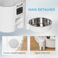 PawHut Comedouro Automático para Cães e Gatos 3,5L com Ecrã LED Temporizador Gravador de Voz Programável 4 Refeições ao Dia Tigela Removível e Lavável 20,5x25x28cm Branco(m-8)