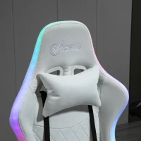 Vinsetto Gaming Chair with RGB LED Light, 2D Arm, Lumbar Support, Height Adjustable Swivel Office Computer Recliner, Racing Gamer Desk Chair for Home, White(m-10)