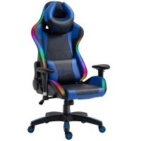 Vinsetto Racing Gaming Chair with RGB LED Light, Lumbar Support, Adjustable Height, Swivel Home Office Computer Recliner High Back Gamer Desk Chair, Black Blue(m-1)