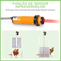 PawHut Kit de Abridor Automático de Porta de Galinheiro com Porta de Alumínio Sensor de Infravermelho Controlo de Temporizador e Controle Remoto 30x30x0,15cm Prata(m-6)