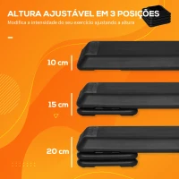 HOMCOM Step para Exercício Aeróbico Plataforma Step com Altura Ajustável em 3 Níveis com Cordas de Resistência Carga Máxima 120kg para Exercício em Academia Casa 110x40x10-20cm Preto(m-5)