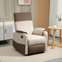 HOMCOM Poltrona Relax Reclinável até 145° Estofada em Poliéster com Apoio para os Pés Retrátil Carga Máxima 120kg para Sala de Estar Escritório Dormitório 75x89x105cm Marrom e Bege(m-8)
