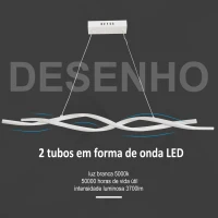 HOMCOM Candeeiro de Teto Moderno com LED IP20 38W 3700lm e Cordas Ajustáveis Candeeiro de Teto de Alumínio para Sala de Estar Sala de Jantar Dormitório 90x9x9cm Prata(m-6)