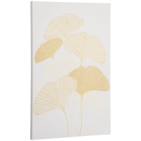 HOMCOM Pintura em Tela Folhas de Ginkgo Biloba 90x60cm Impressão Artística para Decoração de Parede na Sala de Estar Quarto de Escritório