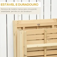 Outsunny Espreguiçadeira de Madeira Dobrável com Encosto Ajustável em 4 Posições Almofada Removível Carga Máxima 113kg para Jardim Terraço Campismo Exterior 195x59x30cm Madeira e Creme(m-6)