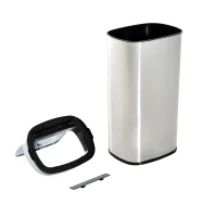 HOMCOM Balde de Lixo Inteligente de Aço Inoxidável 68L com Sensor Infravermelho de Abertura Automática e Contato Manual para Cozinha Dormitório Casa de banho 40,5x29,578cm Prata(m-8)