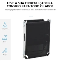 Outsunny Espreguiçadeira de Jardim Dobrável com Apoio para a Cabeça Removível e Encosto Ajustável em 4 Posições para Jardim Terraço Campismo Exterior 170x60x76cm Preto(m-6)