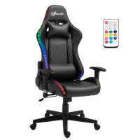 Vinsetto Gaming Chair with RGB LED Light, 2D Arm, Lumbar Support, Height Adjustable Swivel Office Computer Recliner, Racing Gamer Desk Chair for Home, Black(m-1)